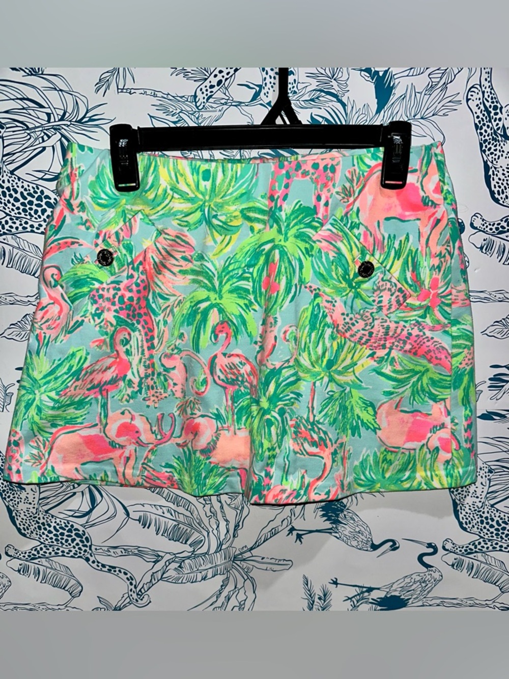 Lilly Pulitzer Pink & Green Flamingo Print Skort